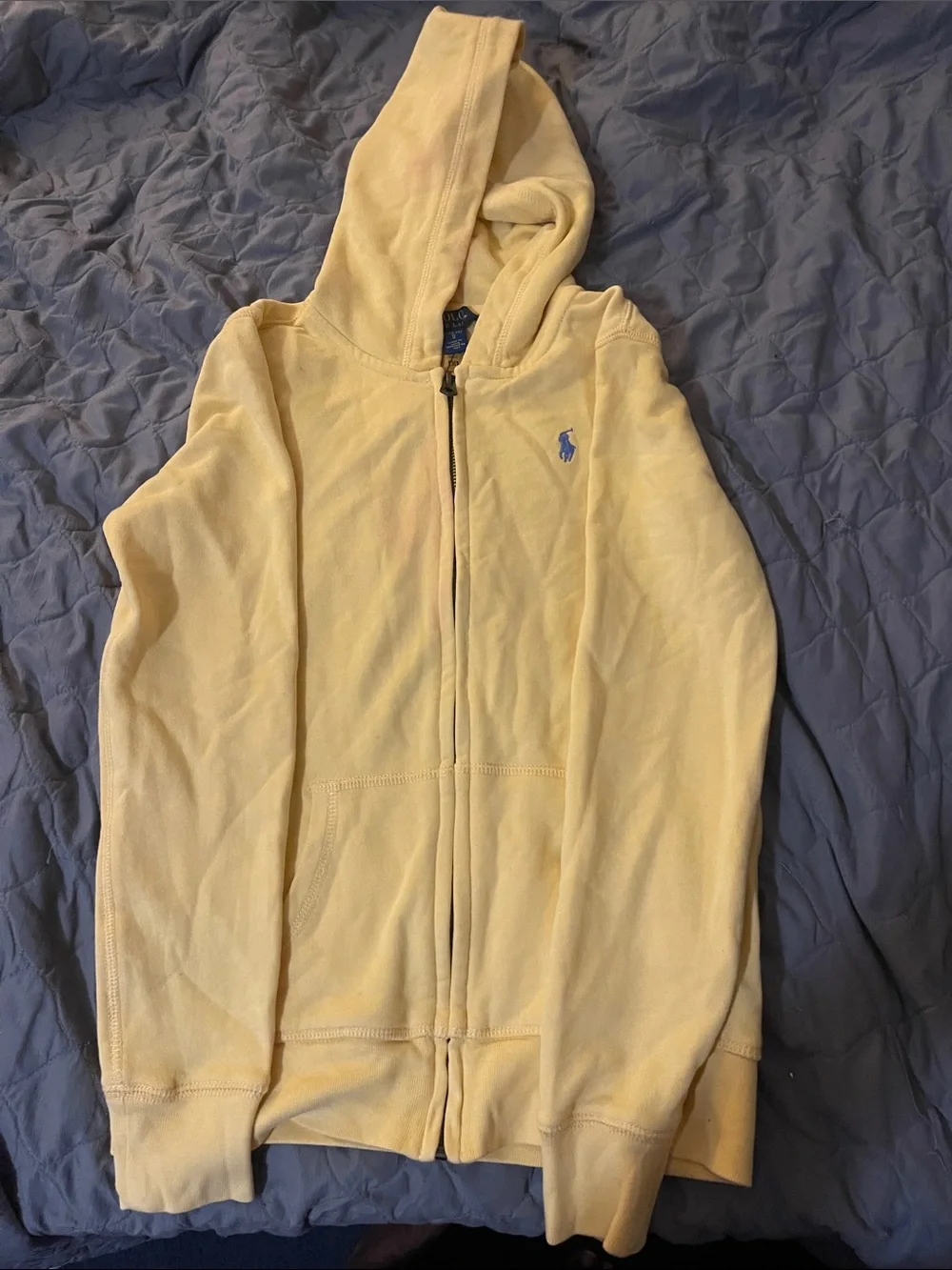 Ralph Lauren Pale Yellow Zip Hoodie with Blue Pony